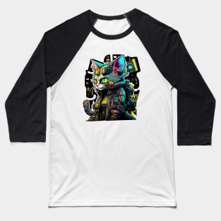 Cyberpunk Cat #2 Baseball T-Shirt